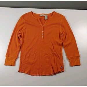 Vtg Y2K POLO Jean Co Ralph Lauren Vneck Waffle Knit Henley Top Women Med Fall